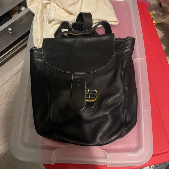 ❤️LRG COACH NYC BLACK LEATHER SHOULDER BG BACKPACK - Picture 11 of 11